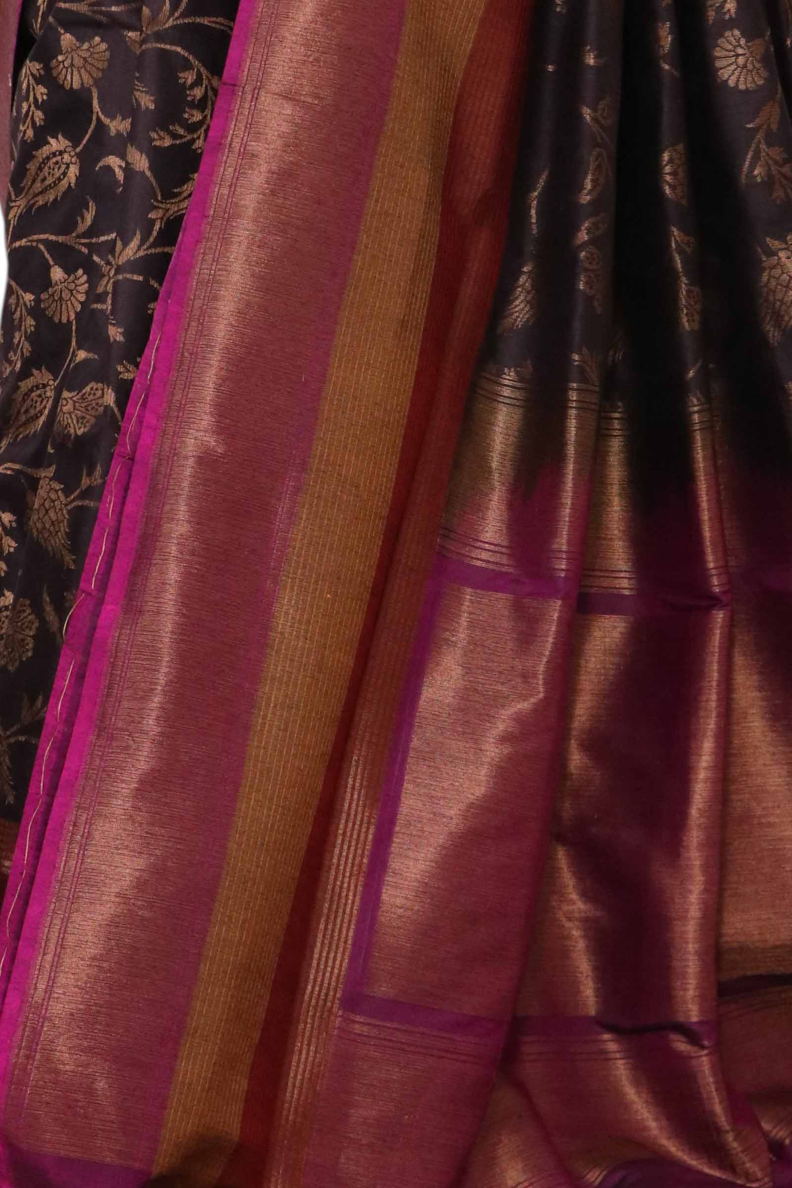 Designer Floral Handloom Tussar Silk Saree AL206520